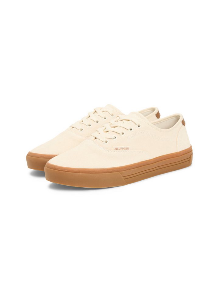 Tommy Hilfiger TH VULC CUP SUEDE Sneaker Freizeitschuh, Halbschuh, Schnürschuh mit honigfarbener Plateausohle (beige)