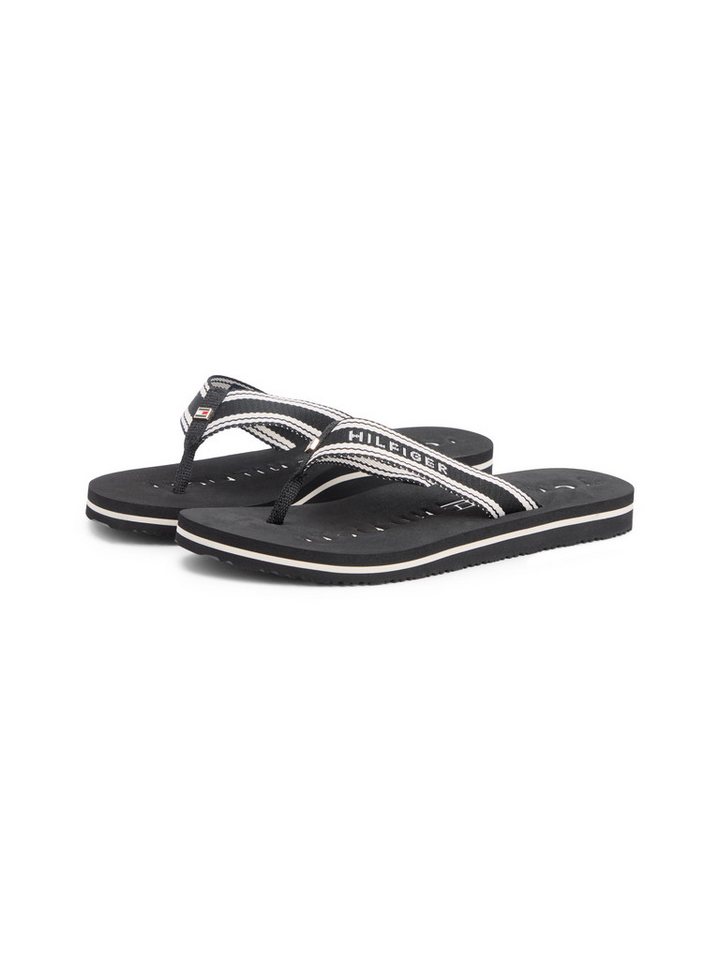 Tommy Hilfiger TH WEBBING SUMMER SANDAL Zehentrenner Sommerschuh, Strandschuh, Dianette mit Streifen und Logoschriftzug