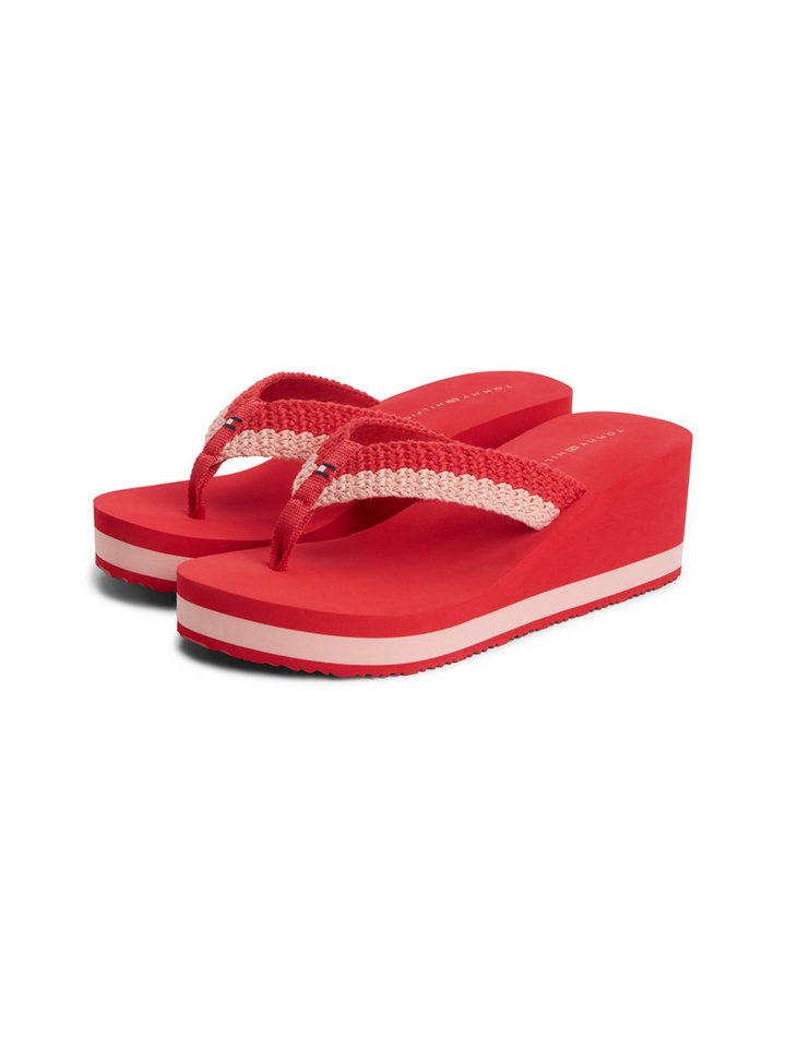 Tommy Hilfiger TH WEDGE CROCHET SUMMER SANDAL Dianette Sommerschuh, Zehentrenner in sommerlicher Häkeloptik