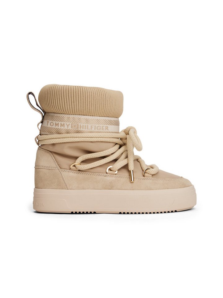 Tommy Hilfiger TOMMYTECH LOGOTAPE SNOWBOOT WARM Schnürboots, Plateau, Schnürboots, Outdoorschuh, Textilband mit Logoschriftzug