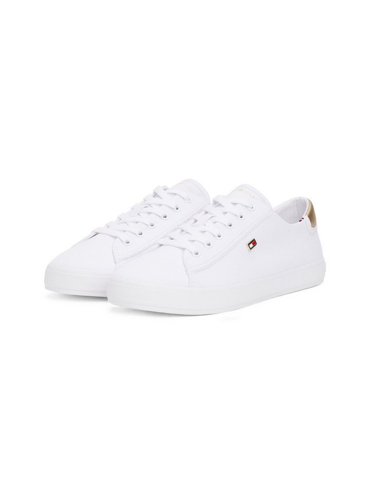 Tommy Hilfiger VULC CANVAS LACE UP SNEAKER Plateausneaker, Freizeitschuh, Halbschuh, Schnürschuh, in schmaler Form (weiß)