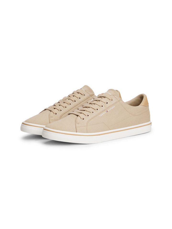 Tommy Hilfiger VULC CORE LONG LACE Sneaker Freizeitschuh, Halbschuh, Schnürschuh mit Kontrastbesatz an der Ferse (beige)