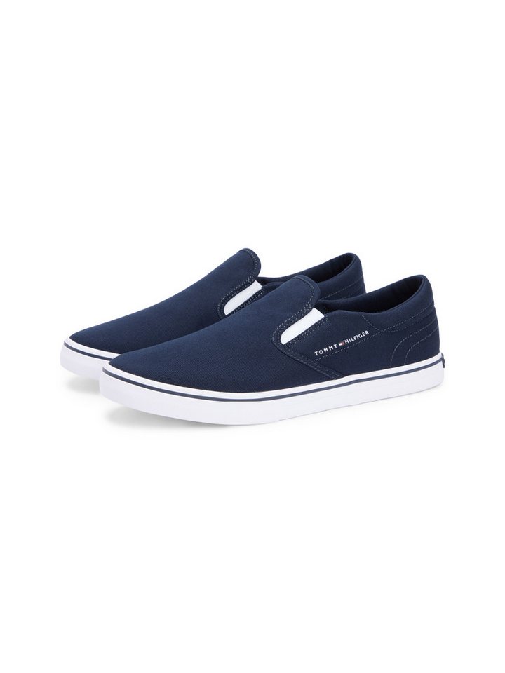 Tommy Hilfiger VULC CORE SLIP ON Slip-On Sneaker Freizeitschuh, Halbschuh, Slipper mit seitlichem Logoschriftzug (blau)