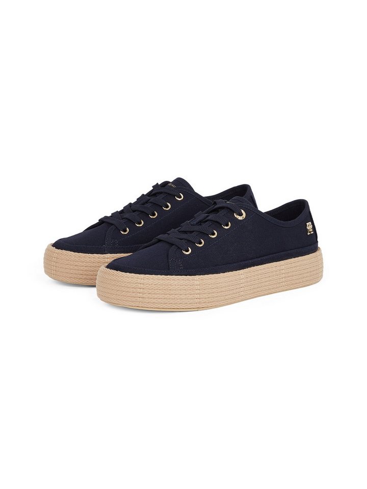 Tommy Hilfiger VULC ESPADRILLE SNEAKER Plateausneaker, Freizeitschuh, Halbschuh, Schnürer mit bastbezogenem Plateau