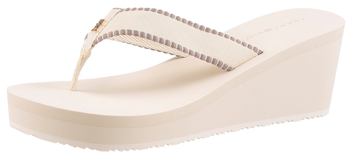 Tommy Hilfiger WEDGE BEACH SANDAL Dianette, Keilabsatz, Zehentrenner, Sommerschuh mit Logoschriftzug
