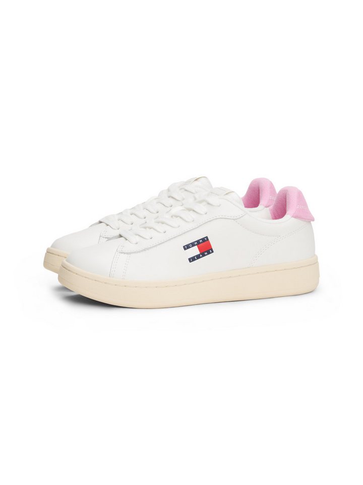 Tommy Jeans ARCHIVE' 98 Plateausneaker, Freizeitschuh, Halbschuh, Schnürschuh, mit Logoaufnäher an der Zunge (beige/rosa)