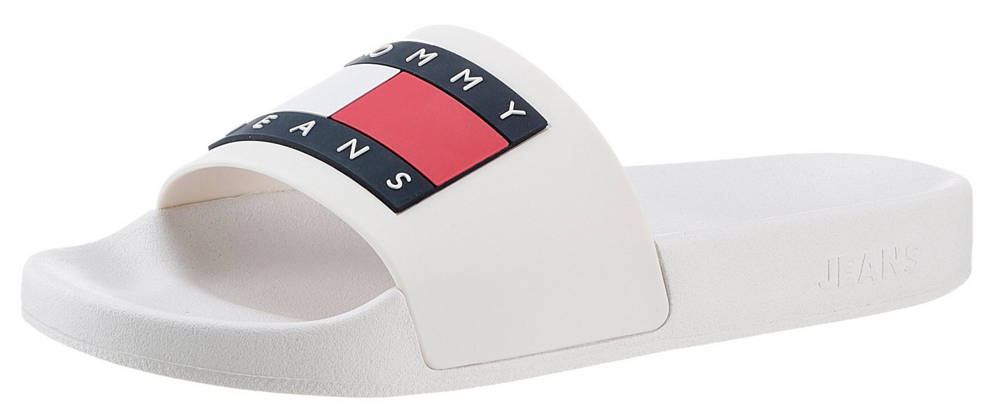 Tommy Jeans FLAG POOL SLD ESS Pantolette, Sommerschuh, Schlappen mit farbiger Logoflagge