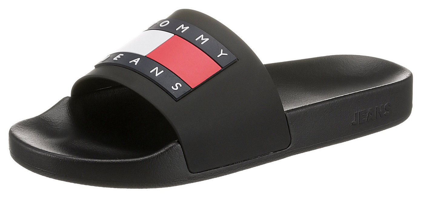 Tommy Jeans FLAG POOL SLD ESS Pantolette, Sommerschuh, Schlappen mit farbiger Logoflagge