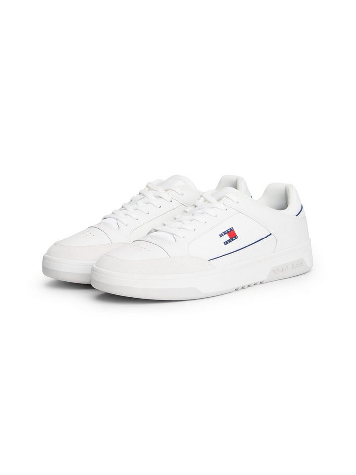 Tommy Jeans PINPERF LTH BASKET Sneaker Freizeitschuh, Halbschuh, Schnürschuh mit farbiger Pasepellierung