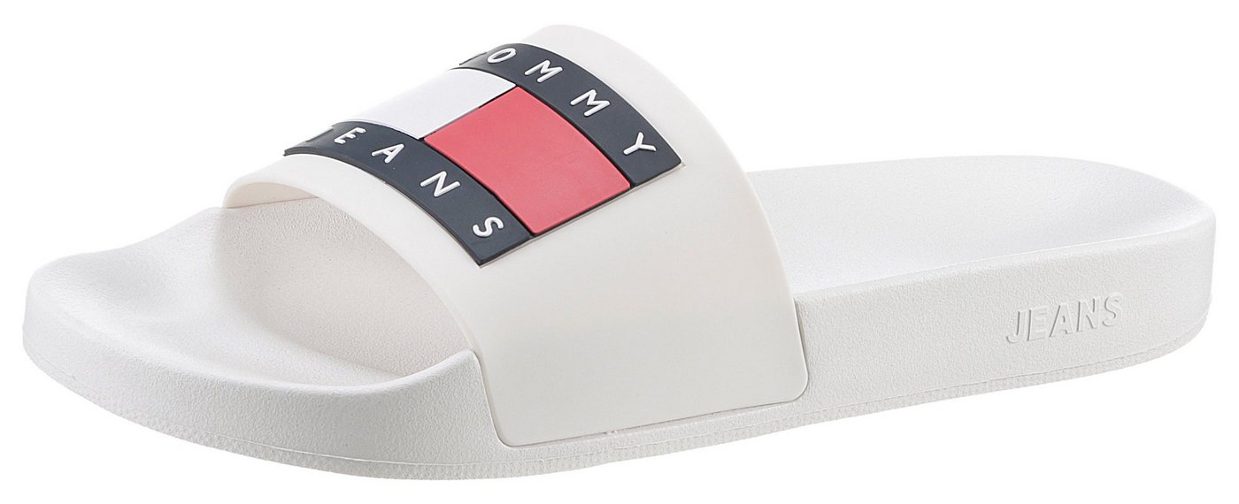 Tommy Jeans POOL SLIDE ESS Badepantolette, Sommerschuh, Poolslides, Schlappen, mit plakativer Logoflag