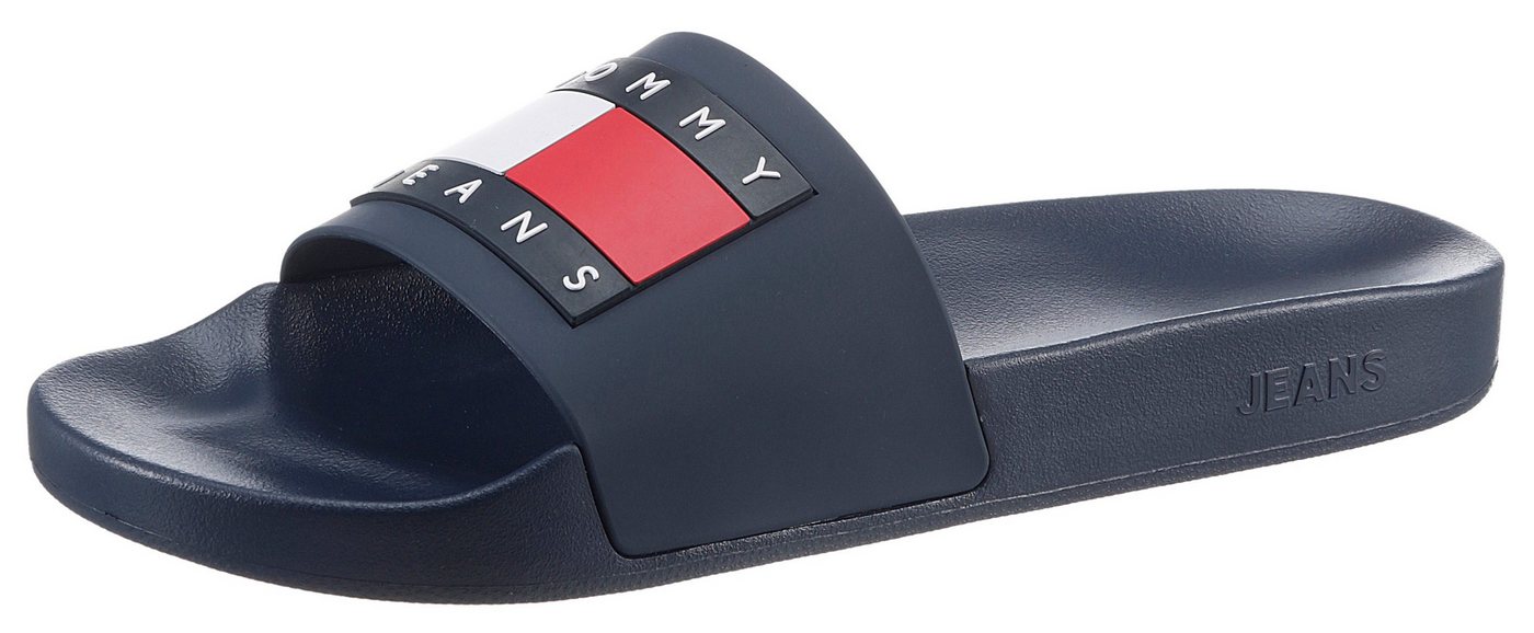 Tommy Jeans POOL SLIDE ESS Badepantolette, Sommerschuh, Poolslides, Schlappen, mit plakativer Logoflag