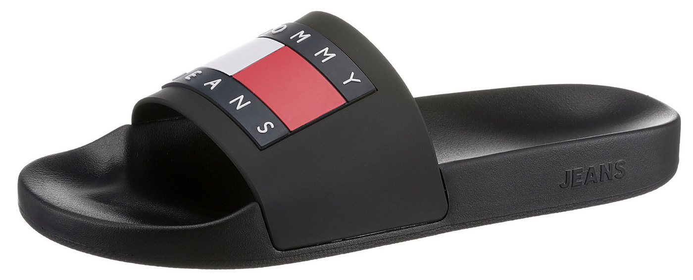 Tommy Jeans POOL SLIDE ESS Badepantolette, Sommerschuh, Poolslides, Schlappen, mit plakativer Logoflag