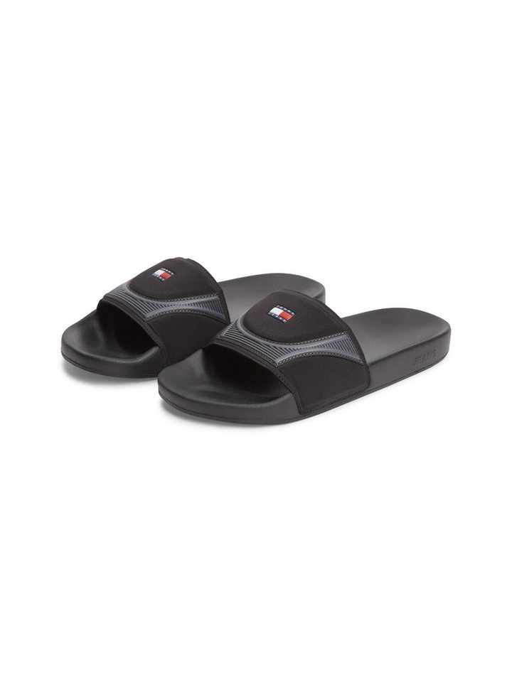 Tommy Jeans SEASONAL POOL SLIDE Pantolette Poolslides, Sommerschuh, Schlupfschuh mit Kontrastbesätzen (schwarz)