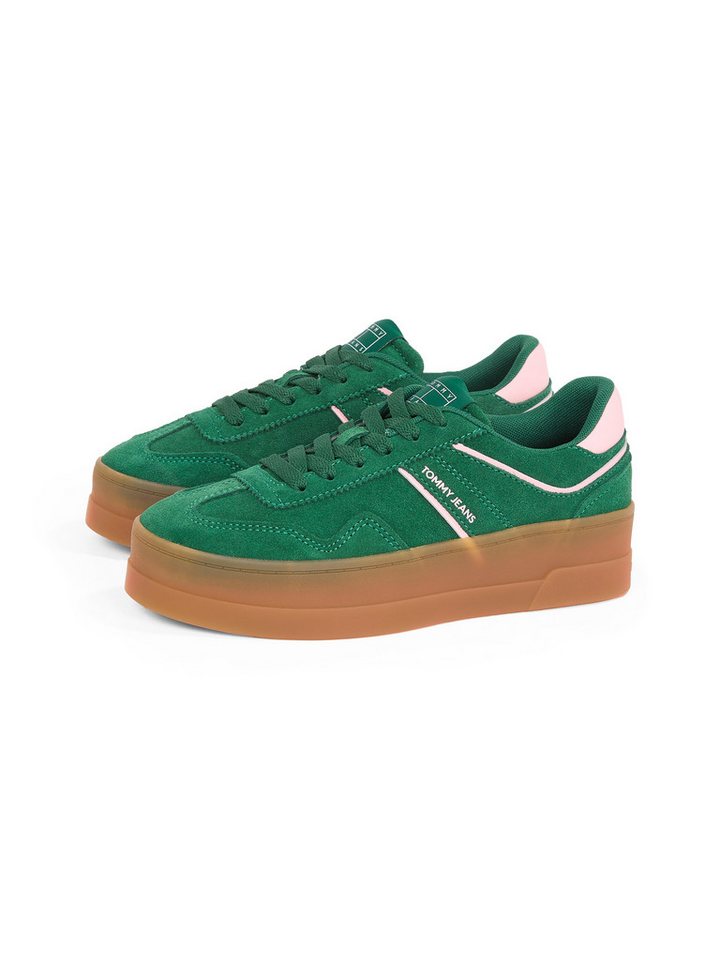 Tommy Jeans THE GREENWICH FLATFORM SUEDE Plateausneaker, Freizeitschuh, Halbschuh, Schnürschuh mit dezenten Ziernähten