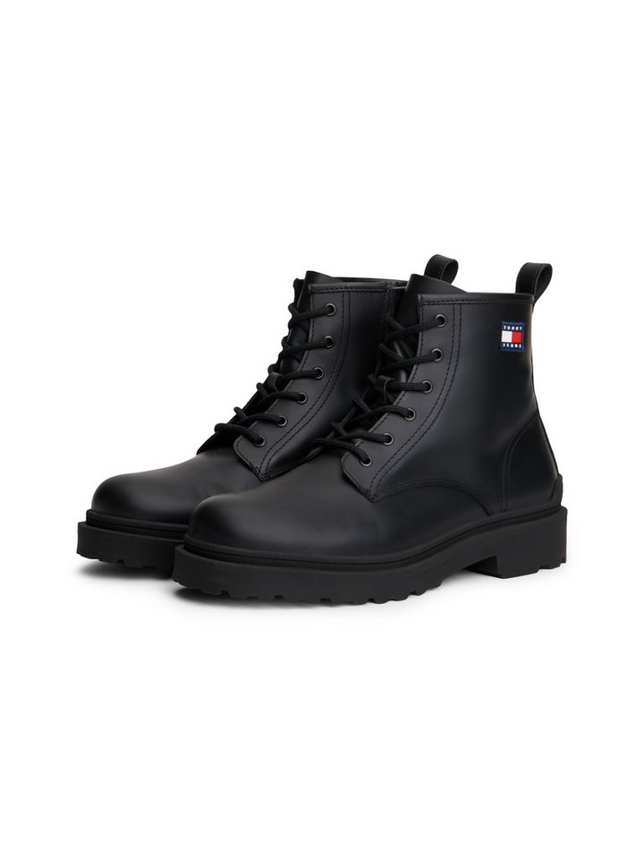 Tommy Jeans TJM LACE UP RUBBERIZED Schnürboots, Schnürstiefelette, Herbstboots mit seitlicher Logoflagge