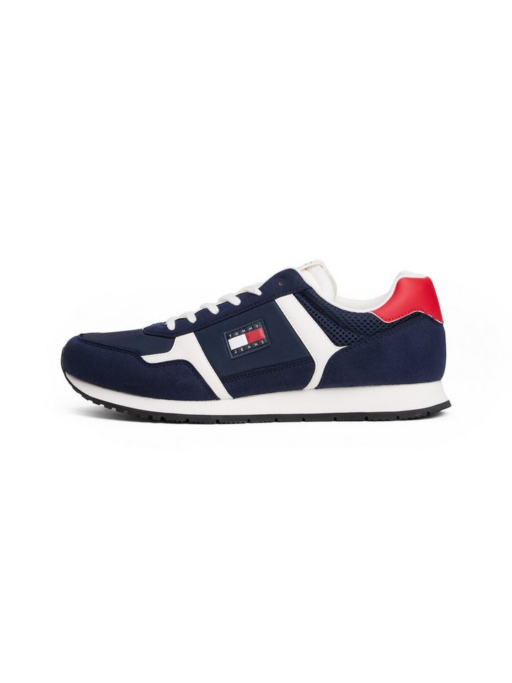 Tommy Jeans TJM RUNNER CASUAL Sneaker, Freizeitschuh, Halbschuh, Schnürschuh mit seitlicher Logoflagge (blau/weiß/rot)