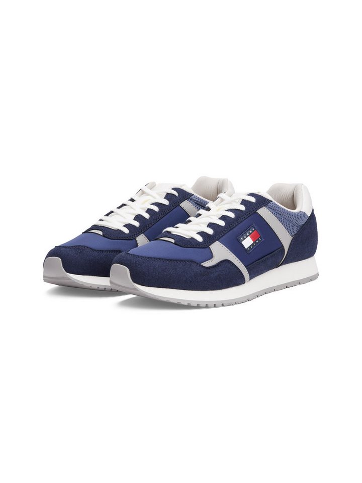 Tommy Jeans TJM RUNNER CASUAL Sneaker, Schnürschuh, Halbschuh, Freizeitschuh mit seitliche Logoflag (blau)