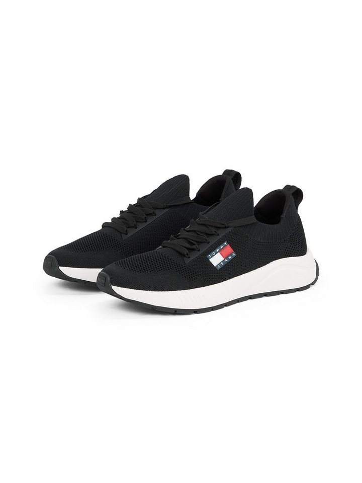 Tommy Jeans TJM RUNNER KNTITTED Slip-On Sneaker, Freizeitschuh, Halbschuh, Schlipper mit aufgesetzter Schnürung