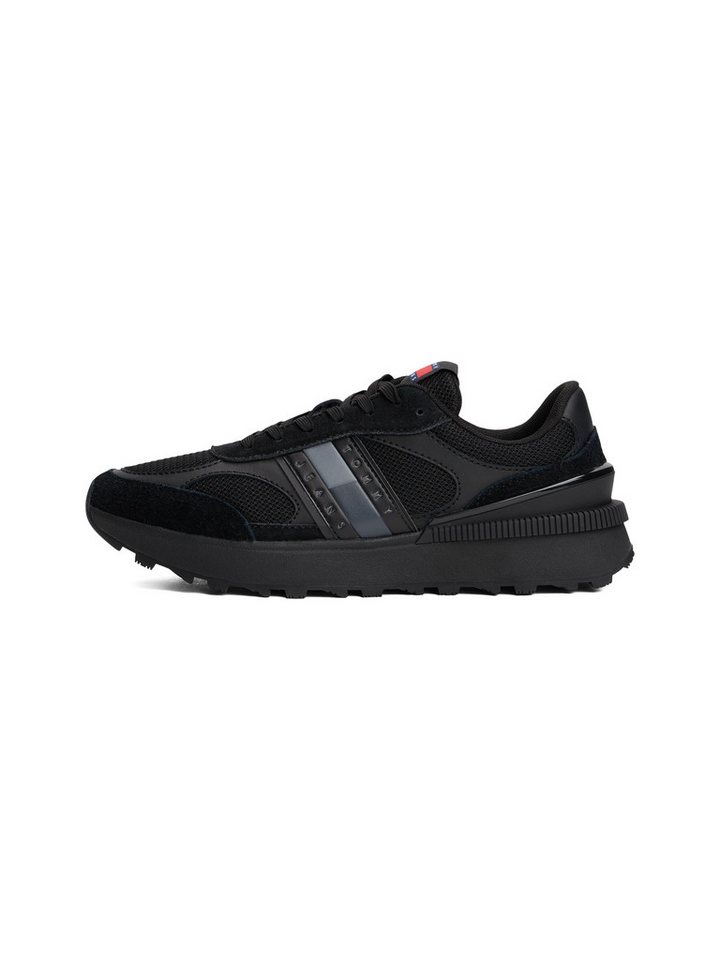Tommy Jeans TJM TECHNICAL RUNNER ESS Sneaker, Freizeitschuh, Halbschuh, Schnürschuh mit gepolstertem Schaftrand (schwarz)