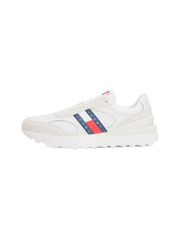 Tommy Jeans TJM TECHNICAL RUNNER ESS Sneaker, Freizeitschuh, Halbschuh, Schnürschuh mit gepolstertem Schaftrand (weiß)