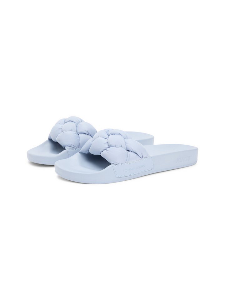Tommy Jeans TJW BRAIDED SLIDES Pantolette Sandale, Pantolette, Flat mit geflochtener Bandage (blau)