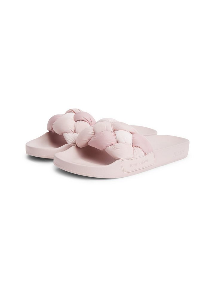 Tommy Jeans TJW BRAIDED SLIDES Pantolette Sommerschuh, Schlupfschuh, Strandschuh mit geflochtener Bandage (rosa)