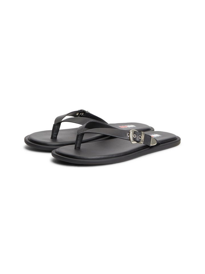 Tommy Jeans TJW FLAT LEATHER SANDALS Zehentrenner Dianette, Strandschuh, Schlupfschuh mit verstellbarer Schnalle