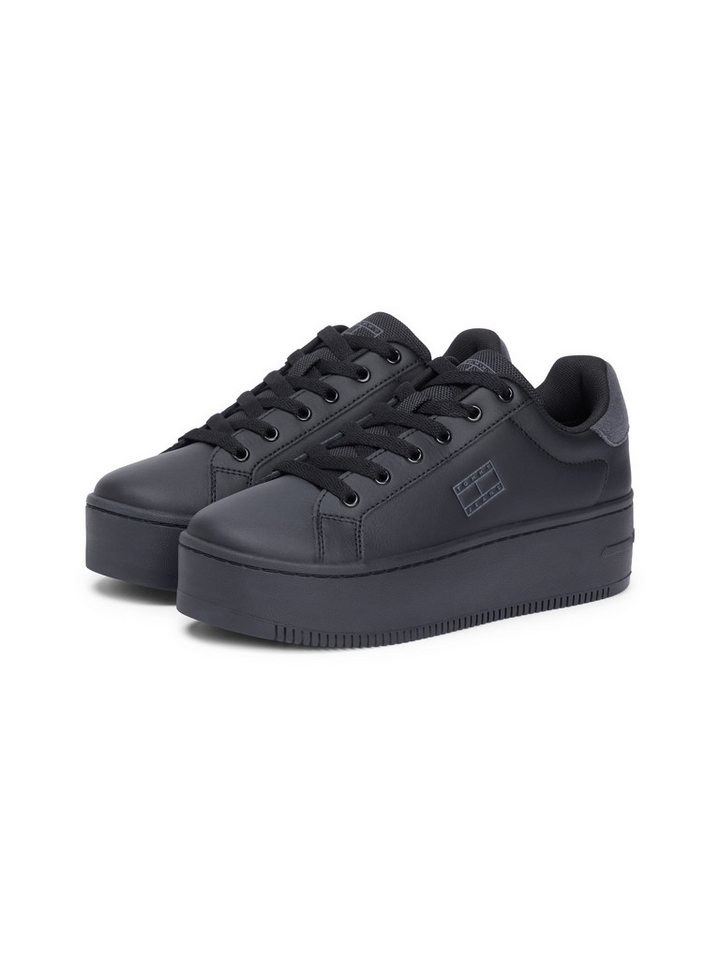 Tommy Jeans TJW FLATFORM ESS MU Plateausneaker, Freizeitschuh, Halbschuh, Schnürschuh mit Kontrastbesatz