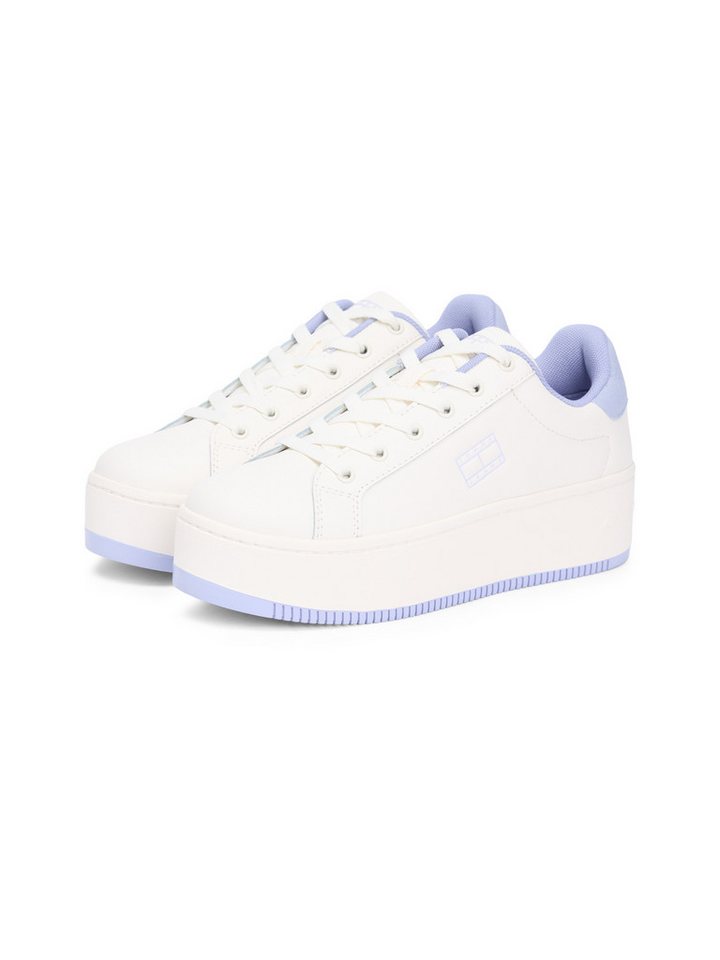 Tommy Jeans TJW FLATFORM ESS MU Plateausneaker, Freizeitschuh, Halbschuh, Schnürschuh mit Kontrastbesatz
