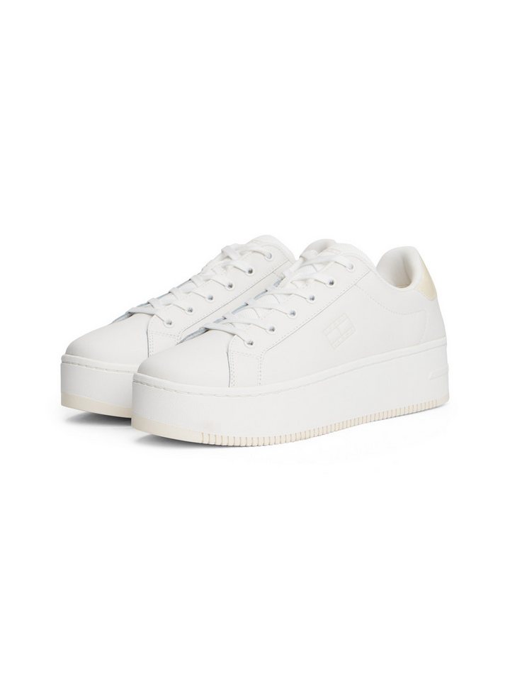 Tommy Jeans TJW FLATFORM PEARLIZED SNEAKER Plateausneaker, Freizeitschuh, Halbschuh, Schnürschuh mit weichem Schaftrand