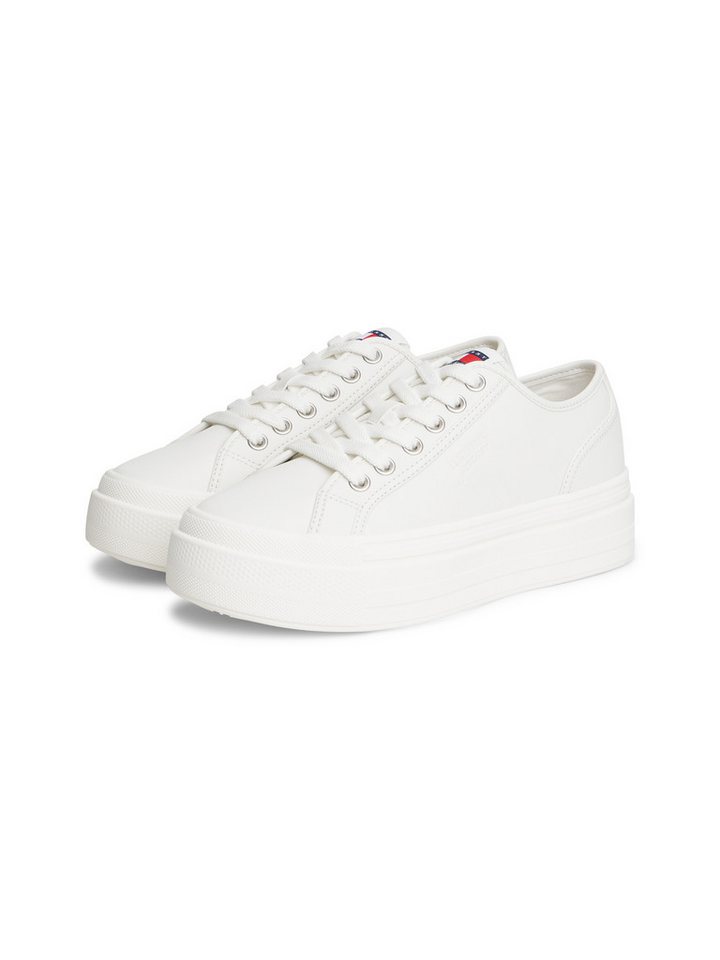 Tommy Jeans TJW FLATFORM SNEAKER LTR Plateausneaker Halbschuh, Schnürschuh, Freizeitschuh mit Logoflag