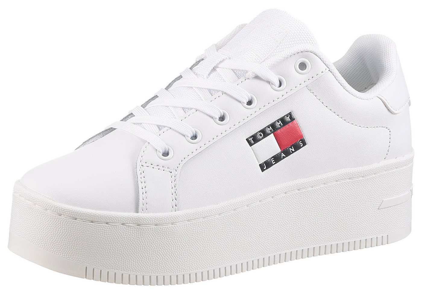 Tommy Jeans TJW FLATFORM SNEAKER Plateausneaker, Freizeitschuh, Halbschuh, Schnürschuh mit Schaftrandpolsterung