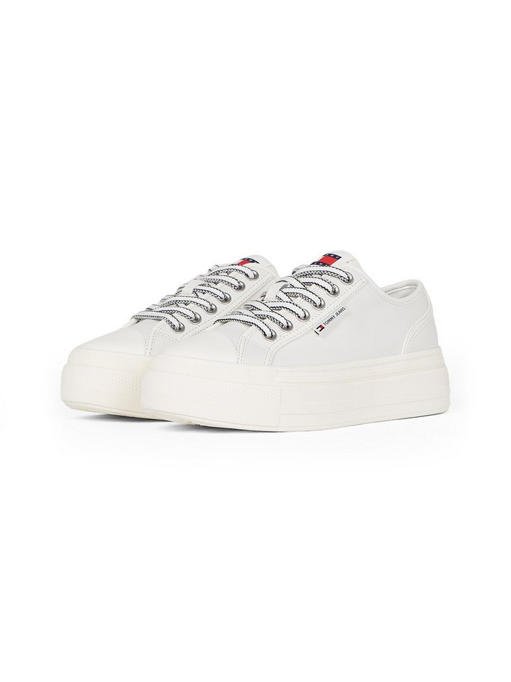 Tommy Jeans TJW FOXING VULC LC LEATHER Plateausneaker, Freizeitschuh, Halbschuh, Schnürschuh, Kontrast-Schnürsenkel