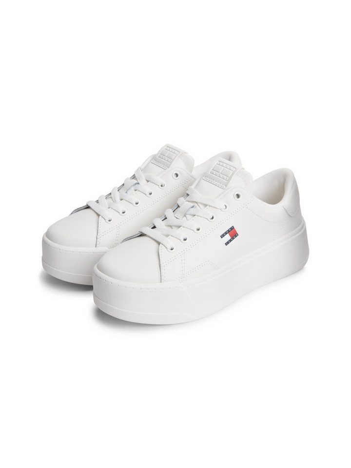Tommy Jeans TJW SCRIPT CUPSOLE FLATFORM Plateausneaker Freizeitschuh, Halbschuh, Schnürschuh mit seitlicher Logoflagge