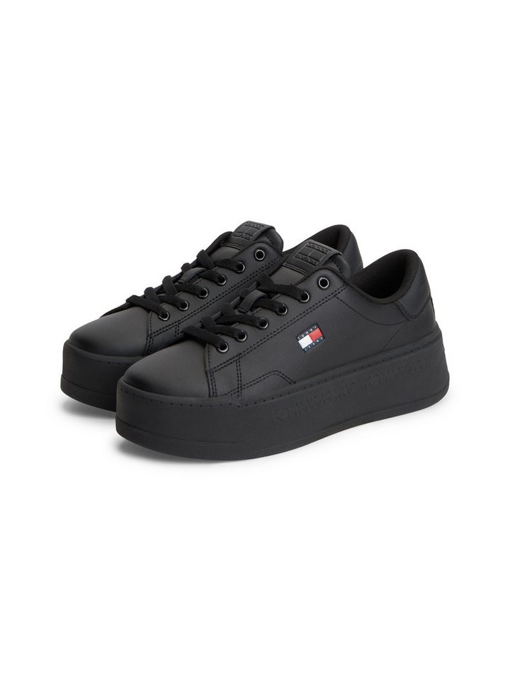 Tommy Jeans TJW SCRIPT CUPSOLE FLATFORM Plateausneaker Freizeitschuh, Halbschuh, Schnürschuh mit seitlicher Logoflagge