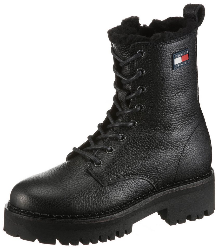 Tommy Jeans TJW URBAN LACEUP BOOT WL Winterboots, Blockabsatz, Schnürboots, Stiefelette mit praktischer Anziehlasche