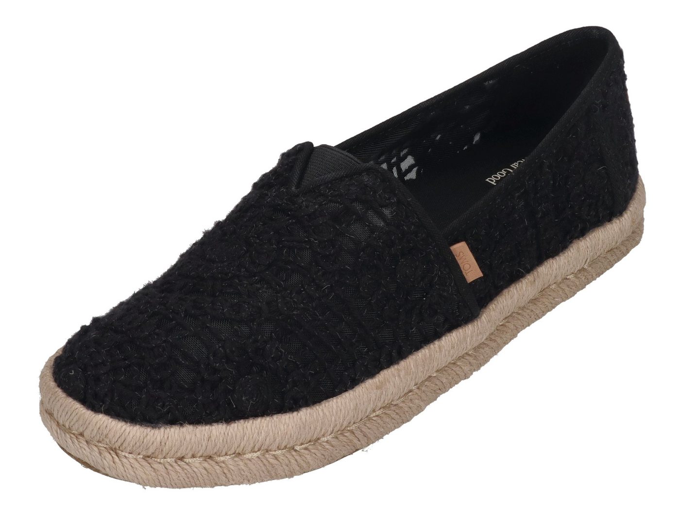 TOMS ALPARGATA ROPE 2.0 Espadrille Black Crochet Lace