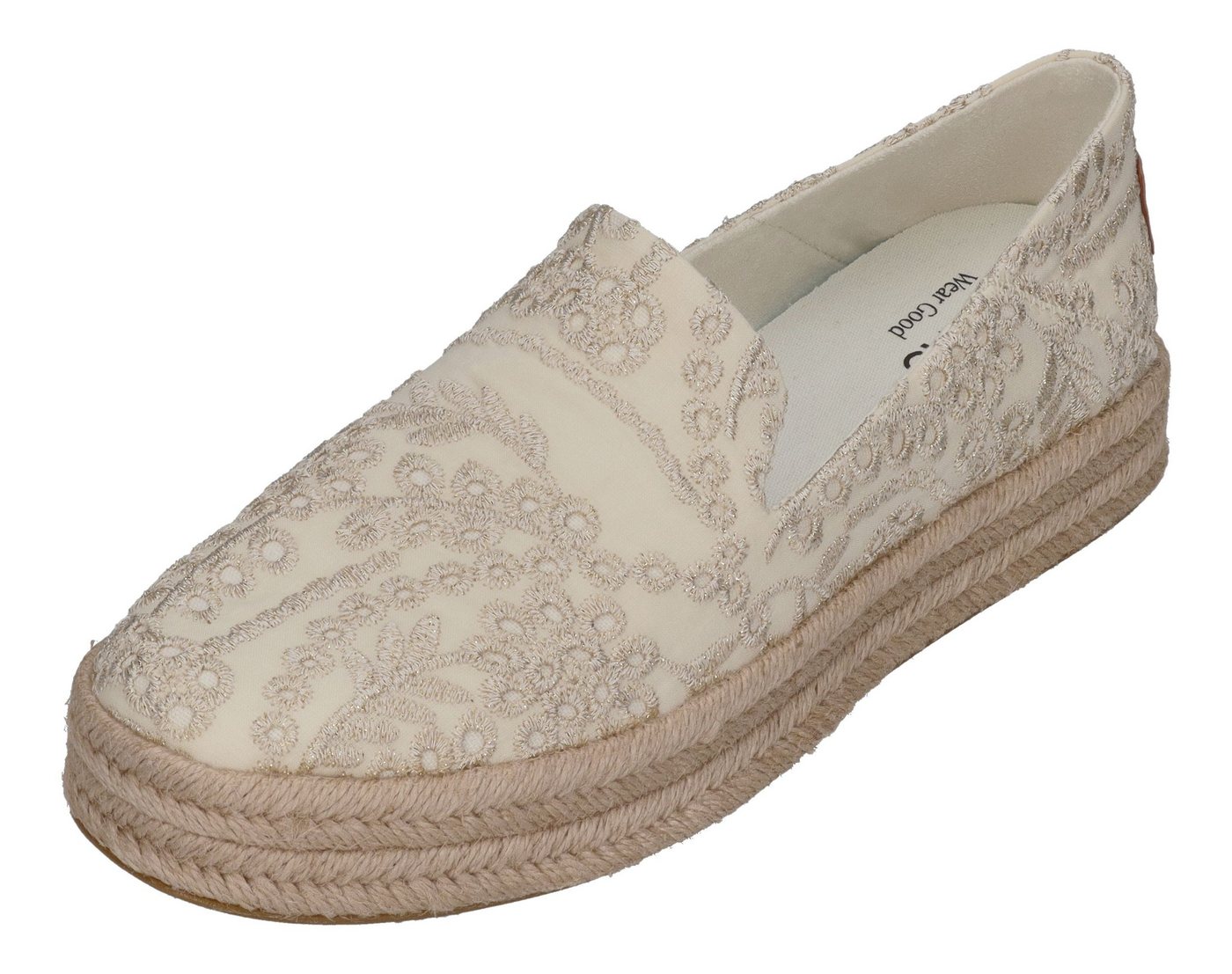 TOMS CAROLINA Espadrille Egret Botanical Eyelet