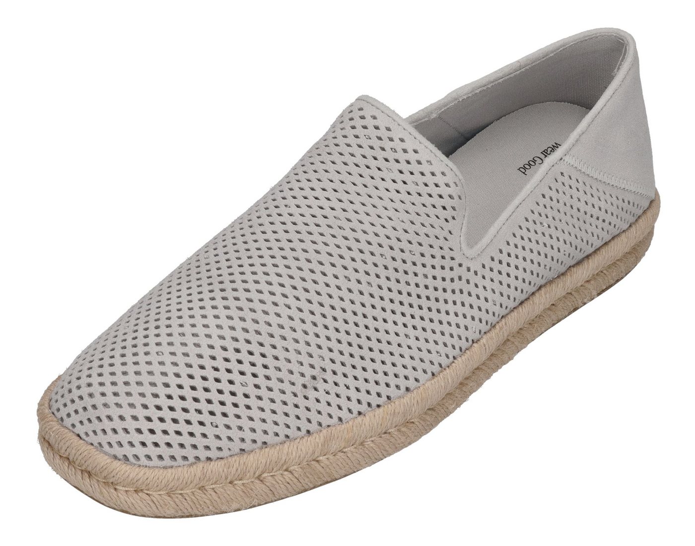 TOMS SANTIAGO Espadrille Light Gray Diamond Perforated Suede