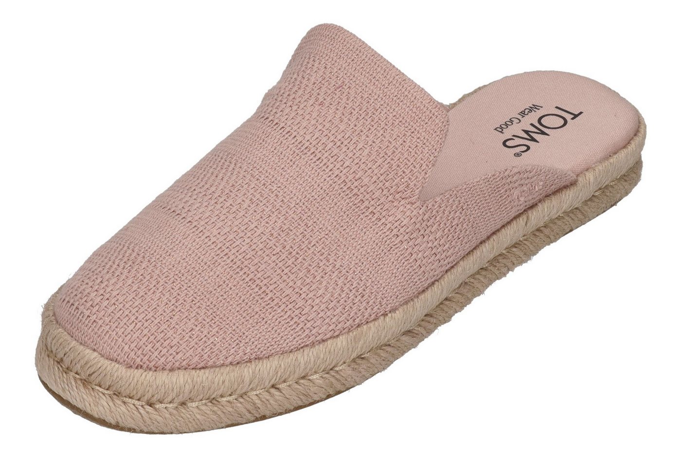 TOMS SANTIAGO MULE Espadrille Pale Rose Metallic Linen Stripe