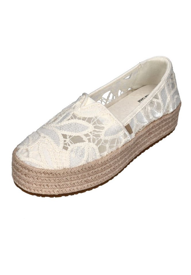 TOMS VALENCIA Espadrille Egret Floral Crochet