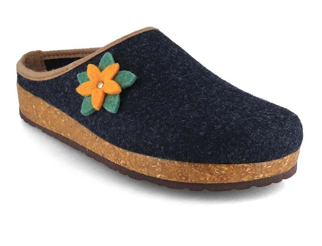 Tuffeln Blumig Filz-Pantoffeln Damen Clogs vegane Hausschuhe Hausschuh mit Korkfußbett