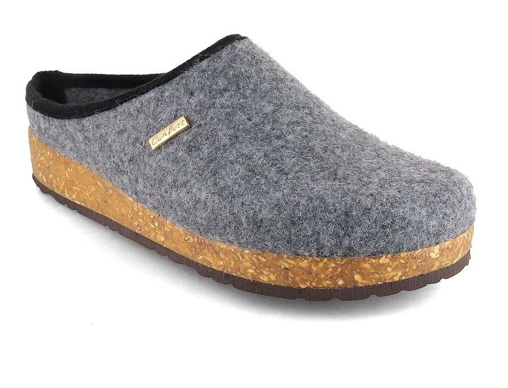 Tuffeln Filz-Pantoffeln Komfort Herren Clogs mit Kork-Fußbett Hausschuh vegan aus 100% Tuf-Felt