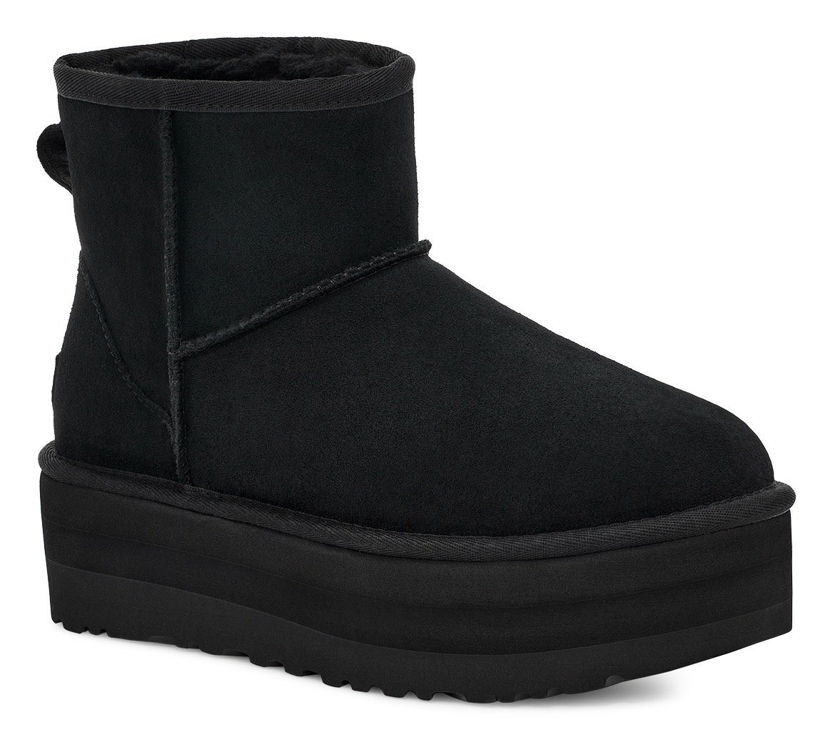 Ugg Classic Mini Platform Plateaustiefelette, Winterboots, Plateau Stiefel, Schlupfstiefel zum Schlupfen (schwarz)
