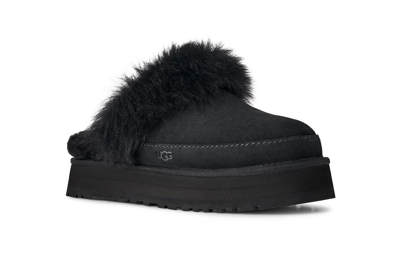 Ugg Disquette Chalet Hausschuh Homeslippers, Pantoffel, Clog mit Plateausohle (schwarz)