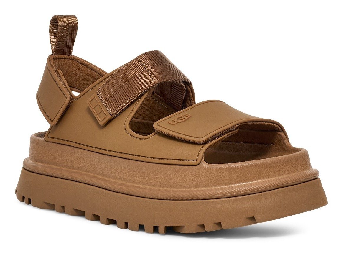 Ugg W GOLDENGLOW Sandale, Sommerschuh, Strandschuh, Plateausandale mit Klettverschlüsse (braun)