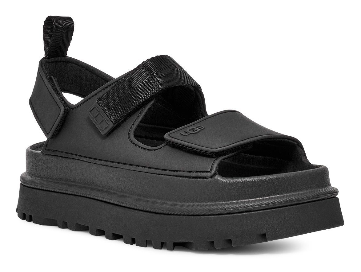 Ugg W GOLDENGLOW Sandale, Sommerschuh, Strandschuh, Plateausandale mit Klettverschlüsse (schwarz)