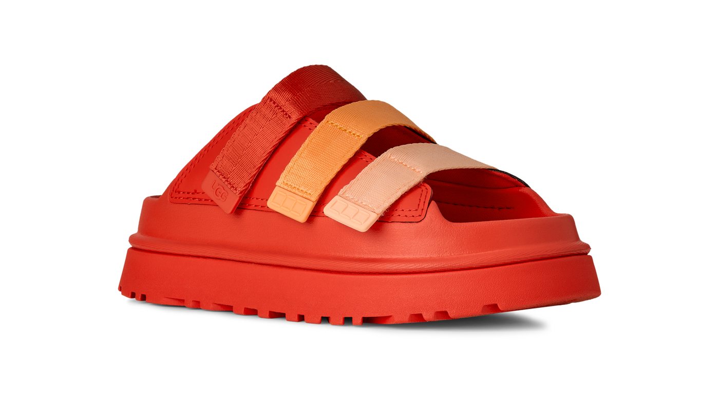 Ugg GOLDENGLOW SLIDE Pantolette, Plateauschuh, Sandale, Flats mit Fußbett
