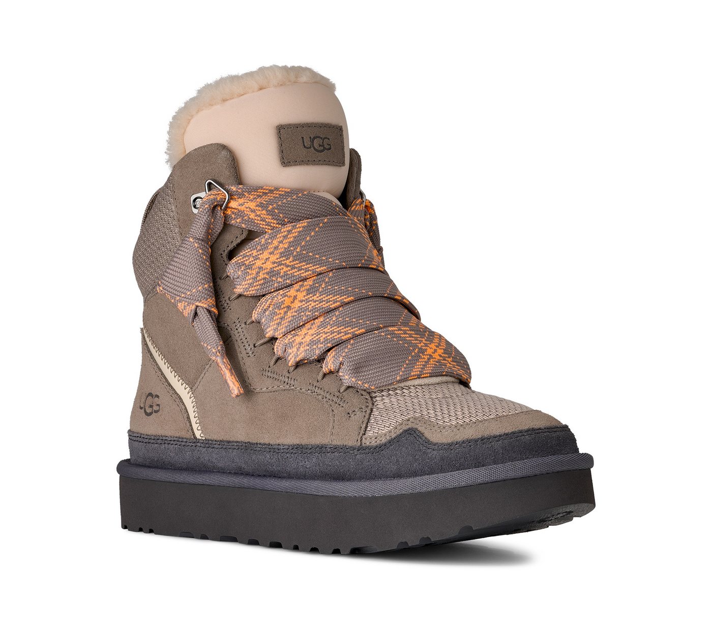 Ugg HIGHMEL Sneakerboots High Top Sneaker, Schnürboots mit Anziehlasche (grau)