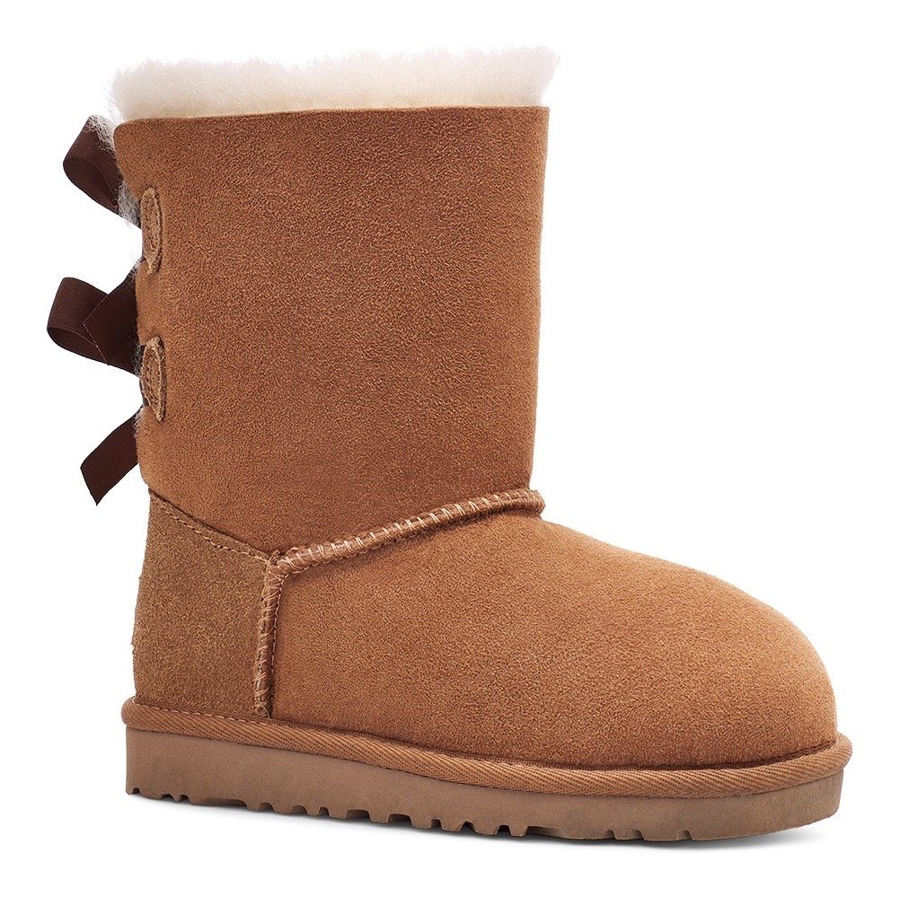 Ugg K BAILEY BOW II Winterboots, Schlupfboots, Winterstiefel, Snowboots mit Schleifchen aus Satinband (CHESTNUT)